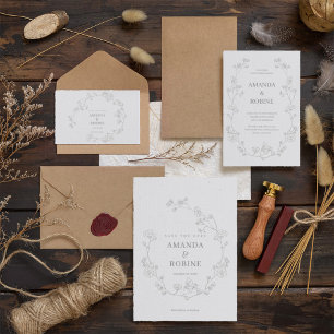 Elegante Blumenhochzeit Einladung