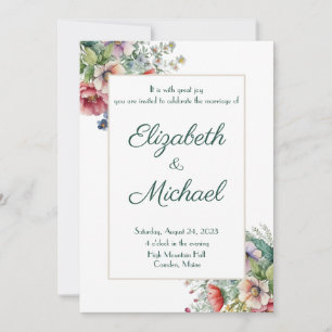 Elegante Blumenhochzeit Einladung