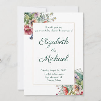 Elegante Blumenhochzeit Einladung
