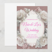 Elegante Blumenhochzeit Einladung (Vorne/Hinten)
