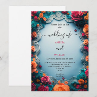 Elegante Blumenhochzeit Einladung