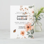 Elegante Blumenhochzeit Einladung (Stehend Vorderseite)