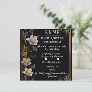 Elegante Blumenhochzeit Einladung Gold & Silber