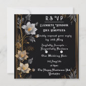 Elegante Blumenhochzeit Einladung Gold & Silber (Vorderseite)