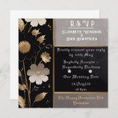 Elegante Blumenhochzeit Einladung Gold & Silber (Vorne/Hinten)