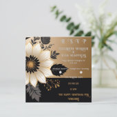 Elegante Blumenhochzeit Einladung Gold & Silber (Stehend Vorderseite)