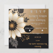 Elegante Blumenhochzeit Einladung Gold & Silber (Vorderseite)