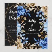 Elegante Blumenhochzeit Einladung mit Rose (Vorne/Hinten)