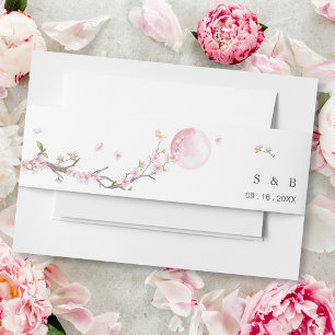 Elegante Blumenhochzeit Einladungsbanderole