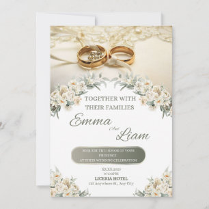 Elegante Blumenhochzeit - Emma & Liam Einladung