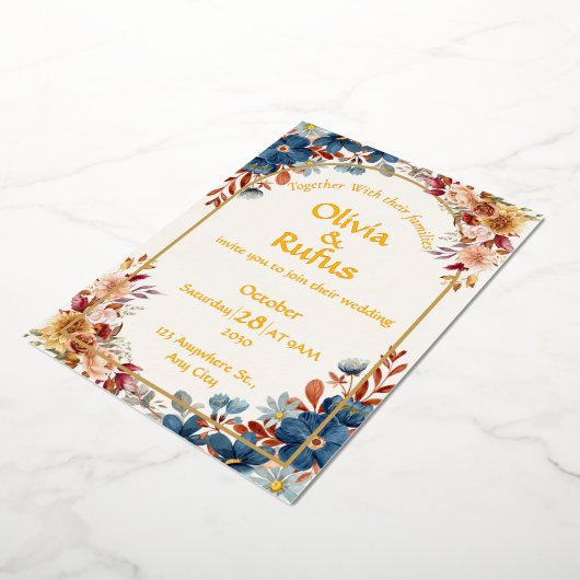 Elegante Blumenhochzeit Folieneinladung (Gedreht)