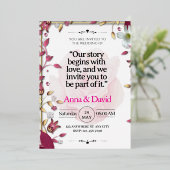 Elegante Blumenhochzeit Folieneinladung (Stehend vorne)