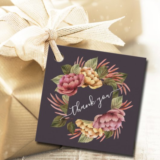 Elegante Blumenhochzeit Geschenkanhänger