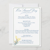 Elegante Blumenhochzeit in Weiß, Gelb und Grün Einladung (Rückseite)