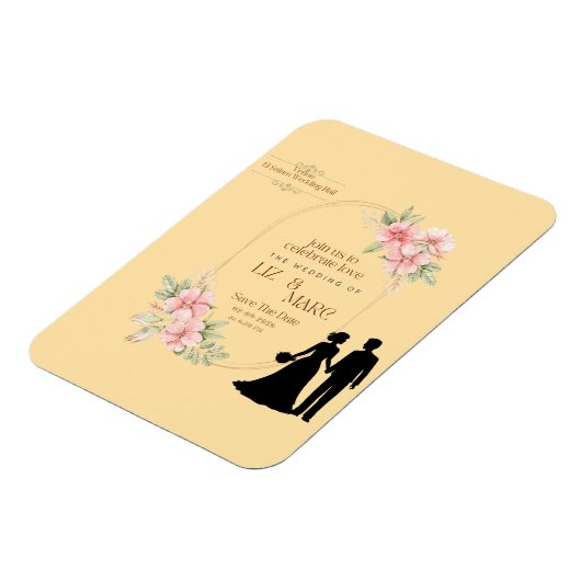 Elegante Blumenhochzeit Magnet (Linke Seite)