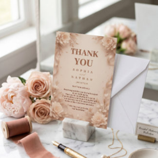 Elegante Blumenhochzeit mit Dankeschön-Karte indiv Dankeskarte