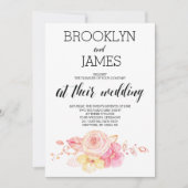 Elegante Blumenhochzeit mit Perlen und Spitzen Einladung (Vorderseite)