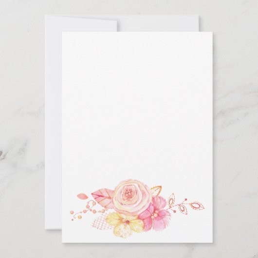 Elegante Blumenhochzeit mit Perlen und Spitzen Einladung (Rückseite)