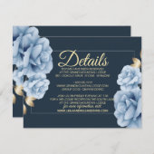 Elegante Blumenhochzeit mitternacht Begleitkarte (Vorne/Hinten)