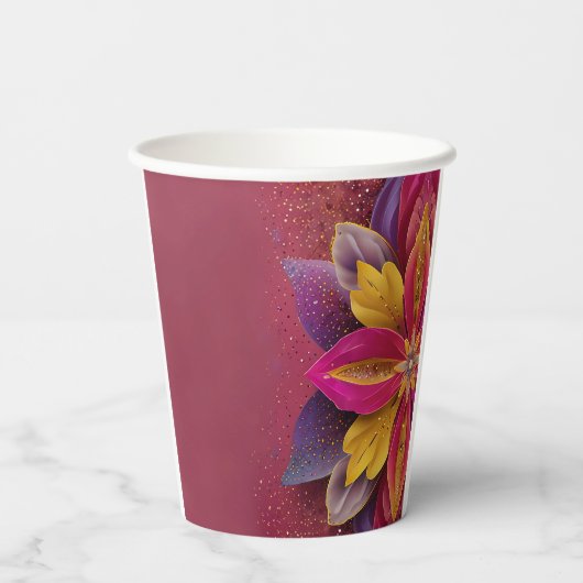 Elegante Blumenhochzeit Pappbecher (Rückseite)