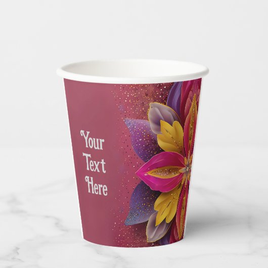 Elegante Blumenhochzeit Pappbecher (Vorderseite)