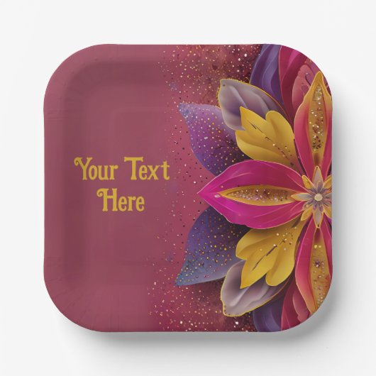 Elegante Blumenhochzeit Pappteller (Vorderseite)