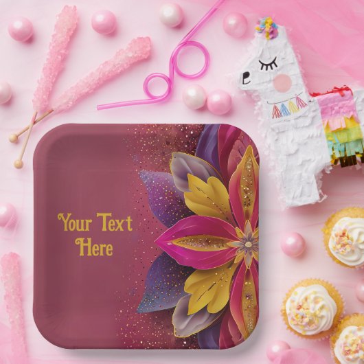 Elegante Blumenhochzeit Pappteller (Party)