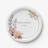 Elegante Blumenhochzeit Pappteller (Vorderseite)