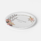 Elegante Blumenhochzeit Pappteller (Schrägansicht)