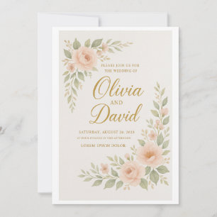 "Elegante Blumenhochzeit Personalisierbar Einladung