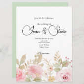 Elegante Blumenhochzeit Personalisiert Einladung (Vorne/Hinten)