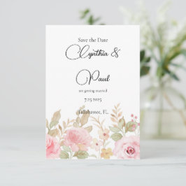 Elegante Blumenhochzeit Personalisiert Save The Date