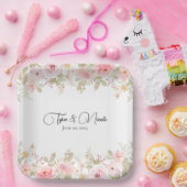 Elegante Blumenhochzeit Personalisierte Hochzeit Pappteller (Party)