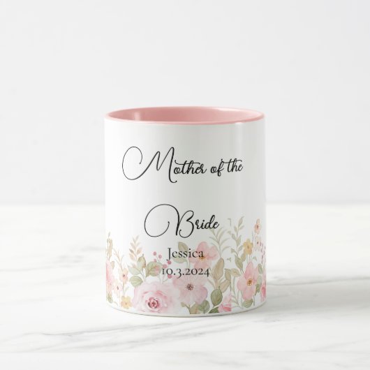 Elegante Blumenhochzeit Personalisierte Hochzeit Tasse (Zentrum)