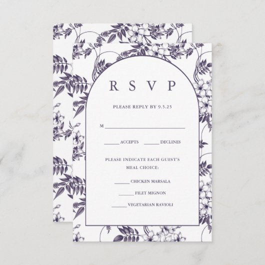 Elegante Blumenhochzeit RSVP Karte (Vorne/Hinten)