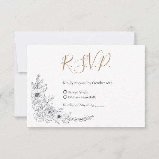 Elegante Blumenhochzeit RSVP Karte (Vorderseite)