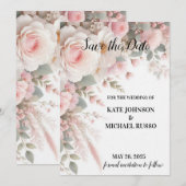 Elegante Blumenhochzeit Save The Date (Vorne/Hinten)