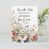 Elegante Blumenhochzeit Save The Date (Stehend Vorderseite)