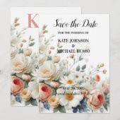 Elegante Blumenhochzeit Save The Date (Vorne/Hinten)
