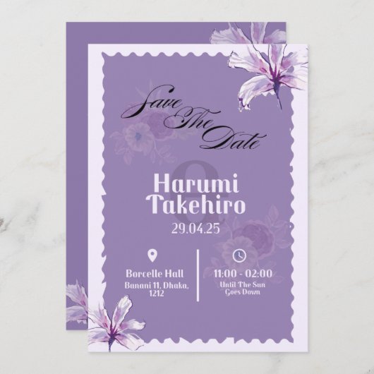 Elegante Blumenhochzeit - Save the Date (Vorne/Hinten)