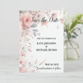 Elegante Blumenhochzeit Save The Date (Stehend Vorderseite)