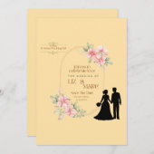 Elegante Blumenhochzeit Save The Date (Vorne/Hinten)