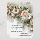 Elegante Blumenhochzeit Save The Date (Vorne/Hinten)