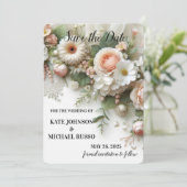Elegante Blumenhochzeit Save The Date (Stehend Vorderseite)