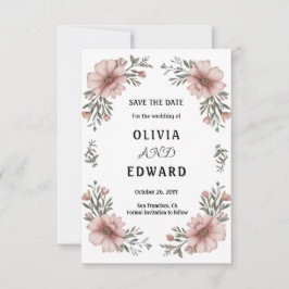 Elegante Blumenhochzeit Save the Date