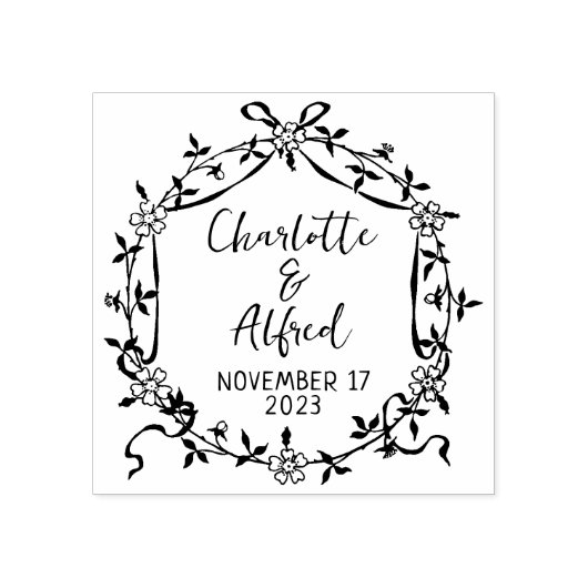 Elegante Blumenhochzeit Save the Date Gummistempel (Prägung)