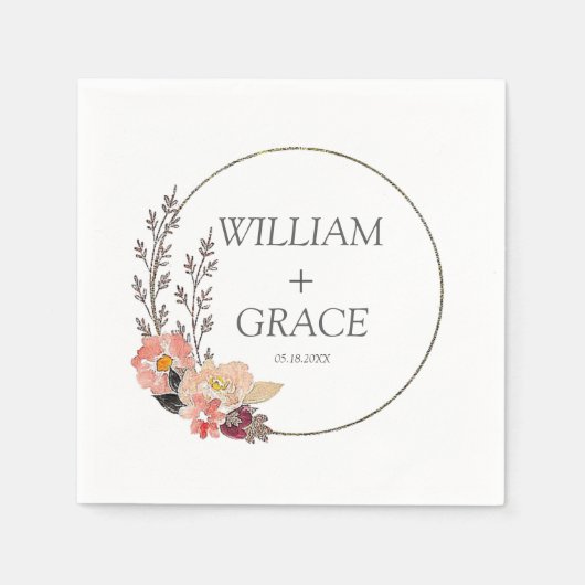 Elegante Blumenhochzeit Serviette (Vorderseite)