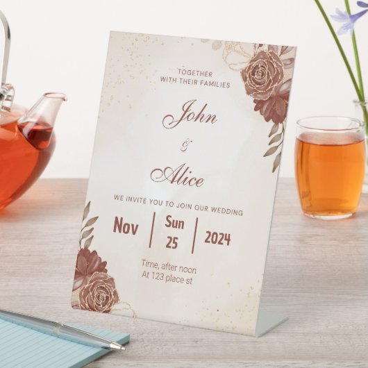 Elegante Blumenhochzeit Sockelschild (In Situ)