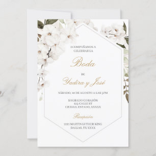 Elegante Blumenhochzeit Spanische Einladung