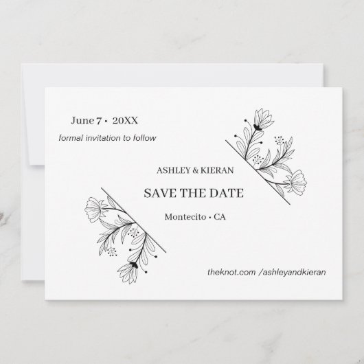 Elegante Blumenhochzeit speichern das Datum Save The Date (Vorderseite)